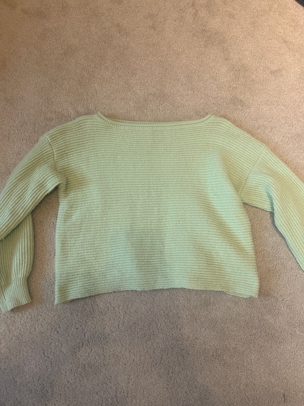 SHEIN Mint Green Off-Shoulder Ribbed Knit Sweater